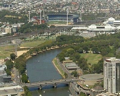 part of Melbourne, with Melbourne Cricket Ground centred in the background