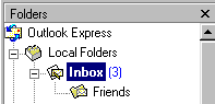 newly created Friends folder under Inbox