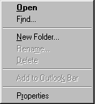 menu that allows making of a new folder