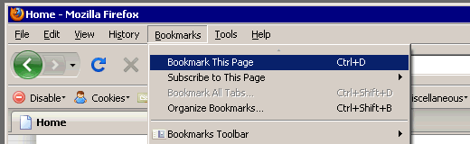 bookmarks item on menu bar