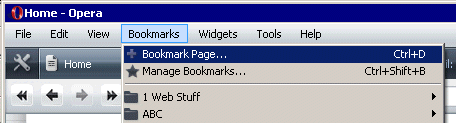 bookmarks item on menu bar