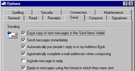 part of SEND tab, showing that letter will not be included in reply