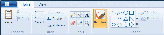 Expanded ribbon in Paint for Windows 7