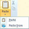 Clipboard sub-menu showing Paste from