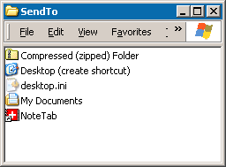Inside the SendTo folder