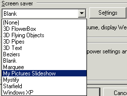 Choosing slideshow screen saver