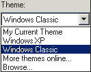 Dropdown list of themes