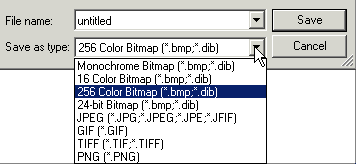 Choose 256 Color Bitmap