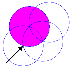 Positioning the third white circle