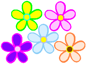 five flowers with centres