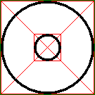 black circles drawn in both squares