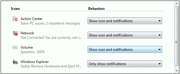 For displaying notification icons in Windows 7