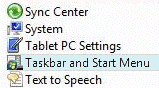 Vista taskbar and start