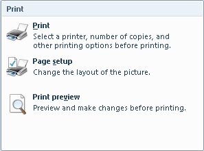 Print options menu