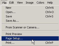 Page setup on File menu