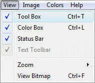 View menu to start text toolbar