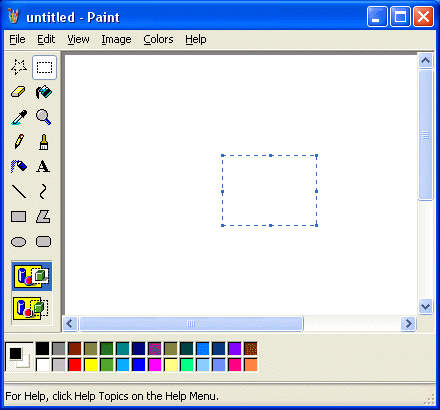 Paint Window showing status bar and palette